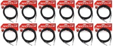 12 Rockville RCGT10B 10' 1/4" TS to 1/4'' TS Guitar/Instrument Cable