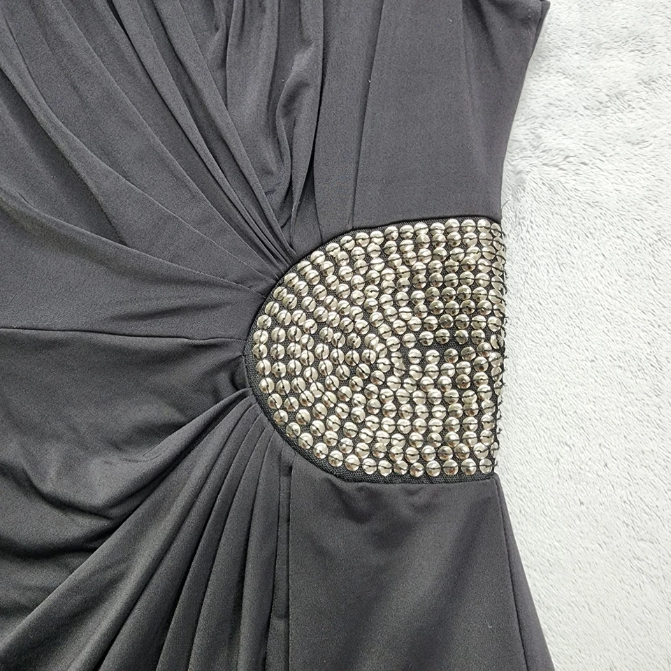 Vintage Y2K Le Chateau Top Womens XS Black Sleeveless Tank Sequins Draped Silky - Image 3 of 4