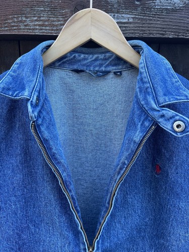 Vintage 80s Polo Ralph Lauren Harrington Pony Denim Zip-Up Jacket Large - Picture 5 of 8