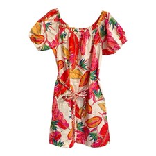 Nine West Dress Size M Medium Multicolor Floral Tie Waist Tropical Sheath S/S