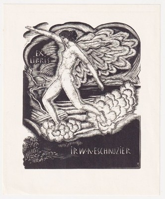 Exlibris Stefan Mrozewski Poland Polen - Irwa Eschnauzier 1943 / Engel Print