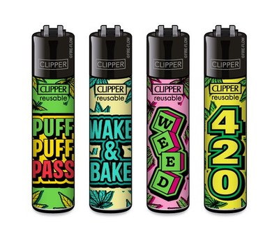 Clipper Feuerzeug 4er Set Weed Statements #7