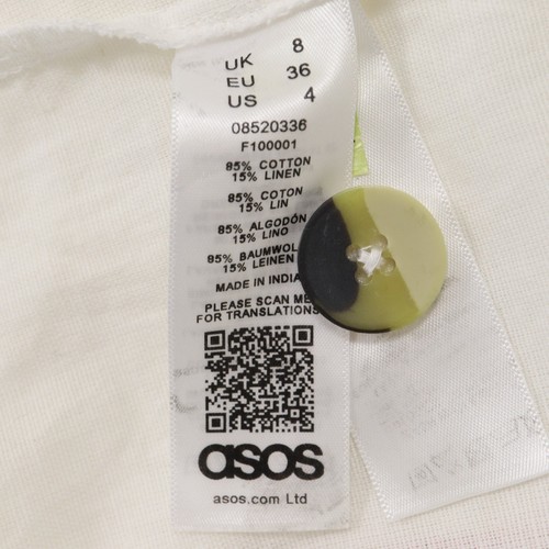 Neu mit Etikett Asos Maxikleid Leinenmischung 4 weiß Seitenknöpfe Schulterbindung Strand Prärie - Bild 11 von 15