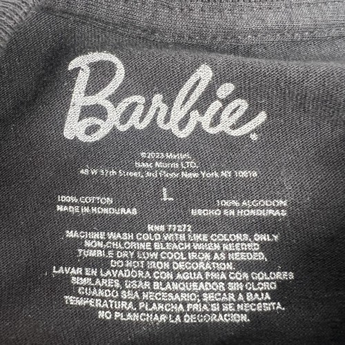 Barbie T-Shirt Woman’s Size L Black Short Sleeve Official Logo Cotton Top Tee - Picture 3 of 5