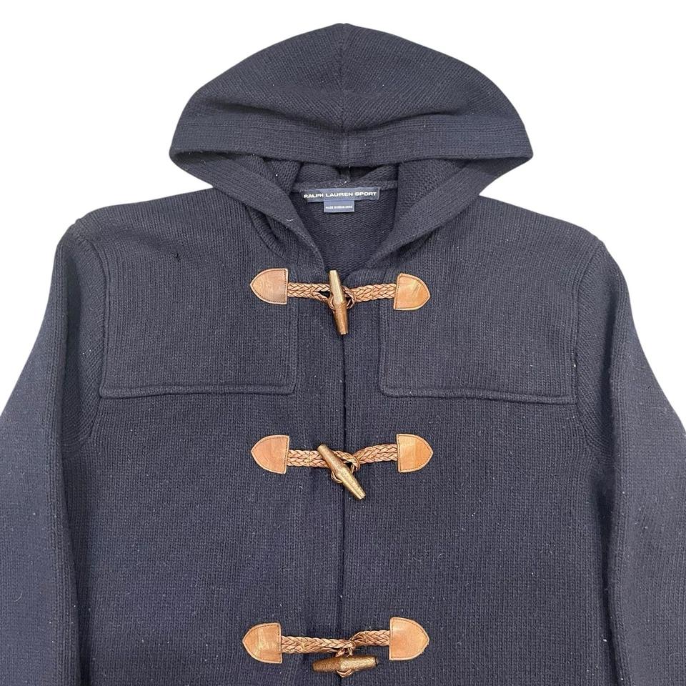 Cárdigan de lana vintage años 90 Polo deportivo corderos suéter palanca para hombre M azul marino Foto 3 de 4