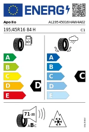 Apollo Alnac 4G Winter XL 3PMSF DOT22 195/45 R16 84H Winterreifen - Bild 3 von 3