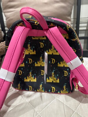 DISNEYLAND LOUNGEFLY SLEEPING BEAUTY CASTLE Pink/Black/Gold Mini Backpack DISNEYLAND LOUNGEFLY SLEEPING BEAUTY CASTLE Pink/Black/Gold  main image 2