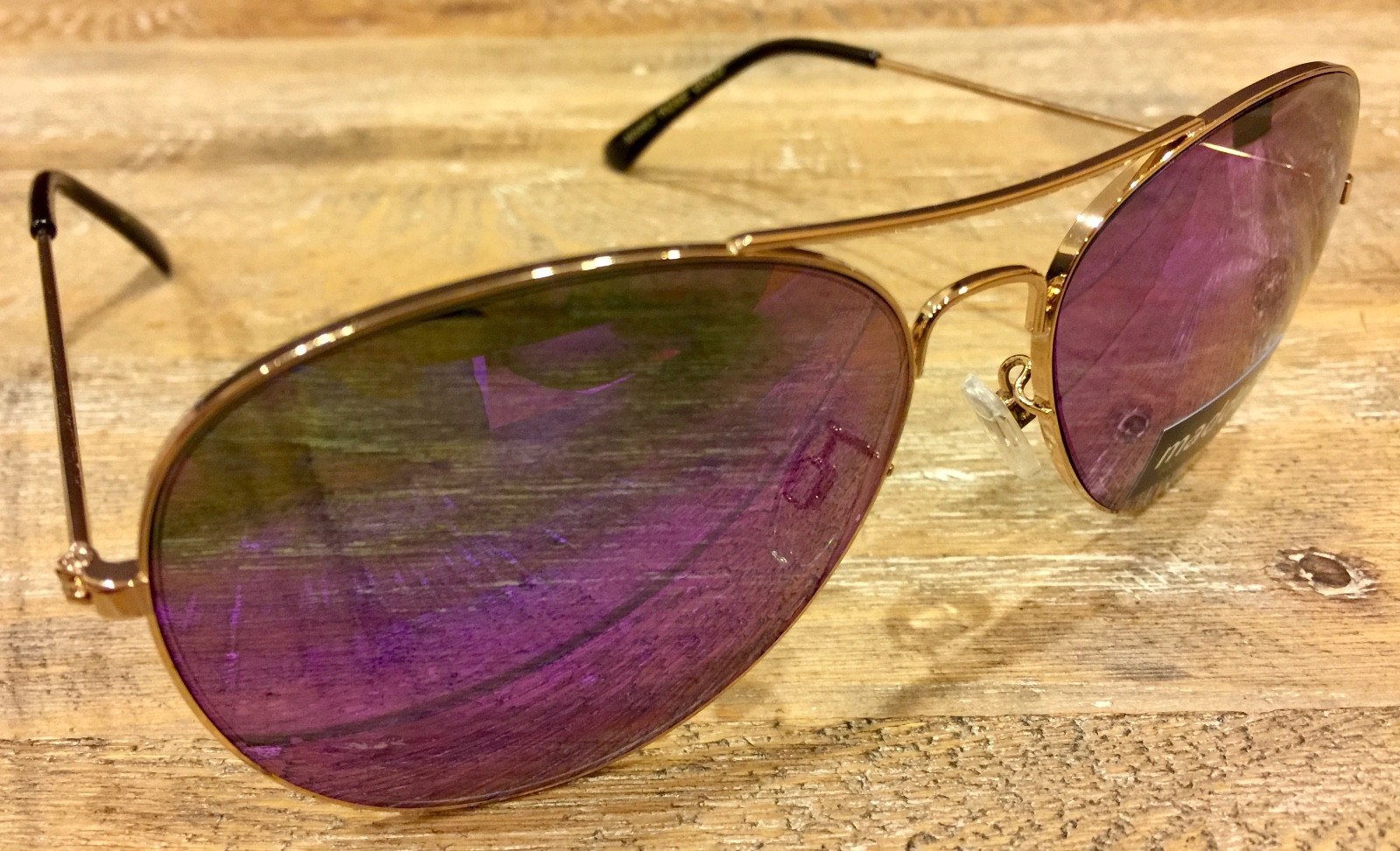 Madden Aviator M5563 Rose Gold Frames Purple Lenses Wired Temples Sunglasses-image