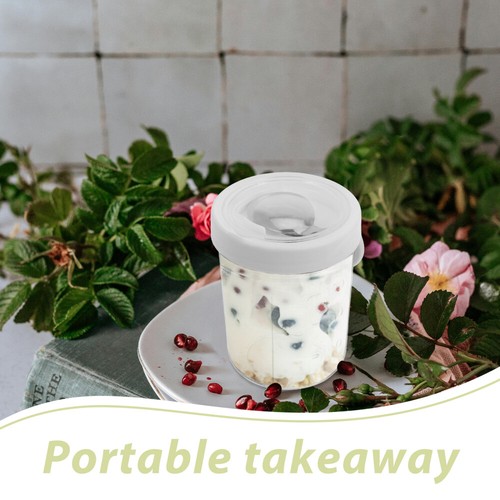 Glass Oatmeal Cups Containers with Lids Overnight Oats Jars Milk Charcuterie - Picture 2 of 12