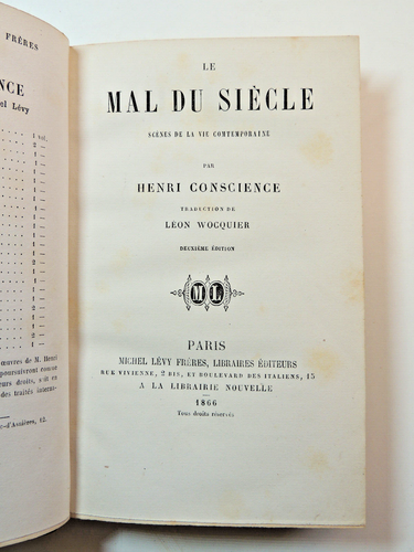 Henri Conscience. Le mal du siècle, scène de la vie contemporaine. 1866 - Picture 2 of 3