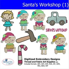  Embroidery Design Set - Santa's Workshop(1) - 10designs - 9 Formats - USB Stick
