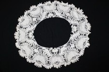 FRENCH ANTIQUE EDWARDIAN COTTON SILK HAND MADE LACE TRIM 36" L X 36" WIDTH