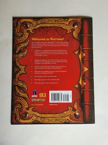 Pathfinder Adventure Path Curse of the Crimson Throne Player's Guide Korvosa - Picture 2 of 3