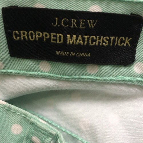 J.Crew Cropped Matchstick Jeans Mint Green Polka Dot Size 29 Stretch Cotton - Bild 5 von 5
