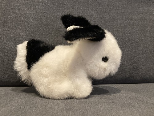 Doudou petite peluche lapin blanc et noir Nounours Vintage - Picture 2 of 11