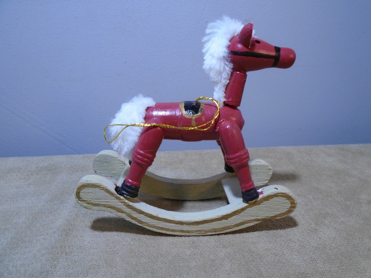VINTAGE WOODEN ROCKING HORSE 3.5” ORNAMENT UNBRANDED (CB1445) | eBay