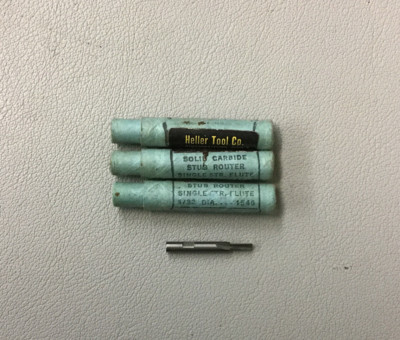 Lot of 3 Heller 3/32'' Carbide Stub Router Single Straight Flute 1546 (b227)
