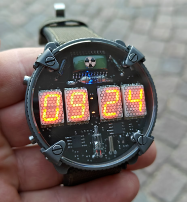 Nixie watch , Handmade Titanium watch, with accelerometer and Wi