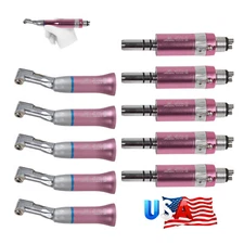 1-5 NSK Style Dental Slow Low Speed Handpiece Contra Angle Air Motor 4 Hole PINK