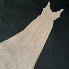 Vtg Sparkle Glitter Champagne Pink Kendall Metallic Drag LONG Maxi Dress Small