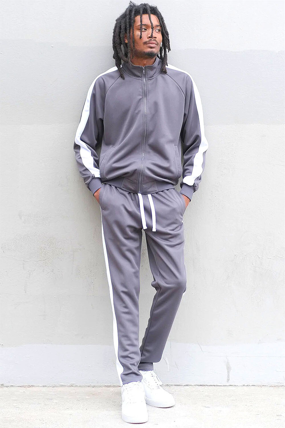 Men's Sports Track Pants & Jacket Essential Side Stripe Track Suit Set
