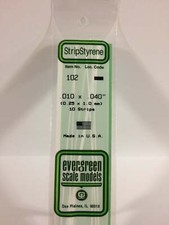 Evergreen Scale Models Styrene Strip .010in Thick 14in Long; pkg 10 x .040i 102