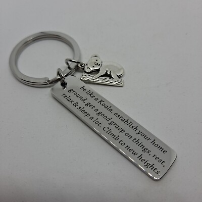 AMOBESTER Koala Encouragement Keychain – Stainless Steel, Inspirational Gift For Men & Women, Silver