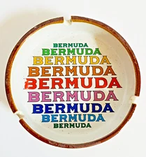 Vintage Bermuda Ashtray Round 4 1/2 Inch Multicolor NICE!