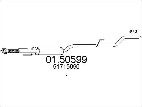 Silencieux intermédiaire pour Fiat Doblo Monospace 1.6 Natural Power en acier