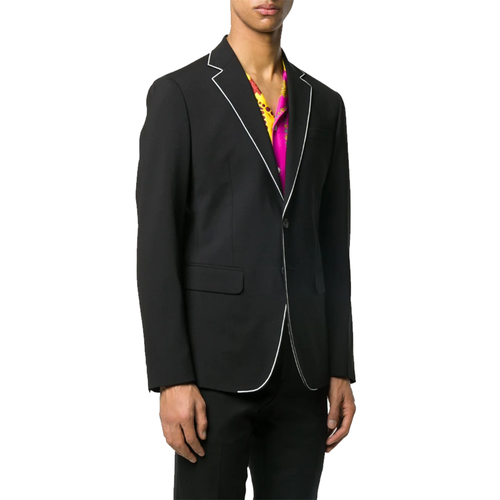 DSQUARED2 Blazer Jacket White Piping Slim Fit Jacket Black Size 50 - RP £1371.00 - Afbeelding 1 van 10