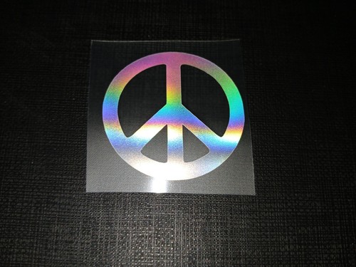 Peace Symbol Holographic Silver Sticker Vinyl Decal Car Windows PC Waterproof! - Picture 3 of 5