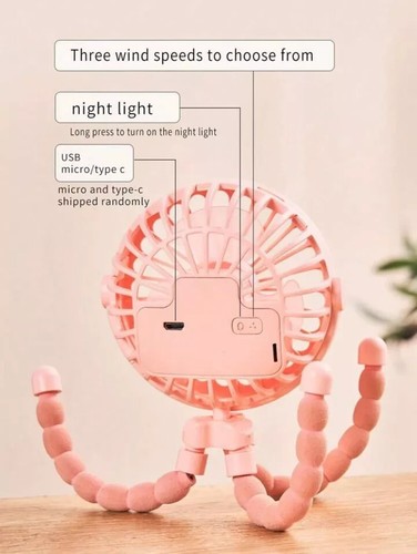 Multifunctional Portable USB Rechargeable Octopus Mini Foldable Handheld Fan - 第 7/10 張圖片