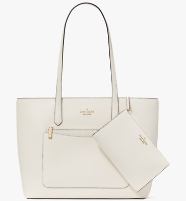 Kate Spade Staci Large Tote + Wristlet + Pouch Meringue White