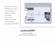 Dave Shand Washington Capitals AUTOGRAPH AUTO SIGNED INDEX HOCKEY CARD 100% COA
