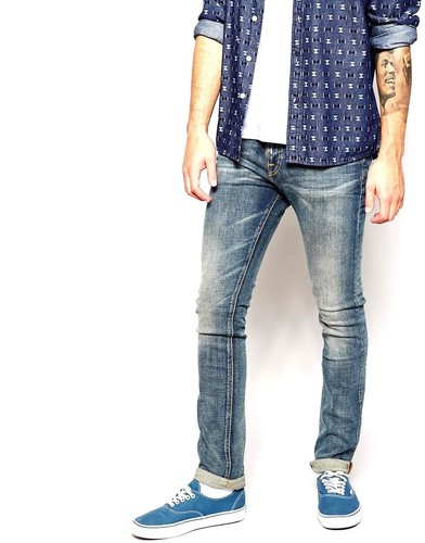 Authentic Da Uomo Nudie Jeans in Denim Co TUBO TOM Organic MISTY INDIGO SLIM  FIT $250+ | eBay