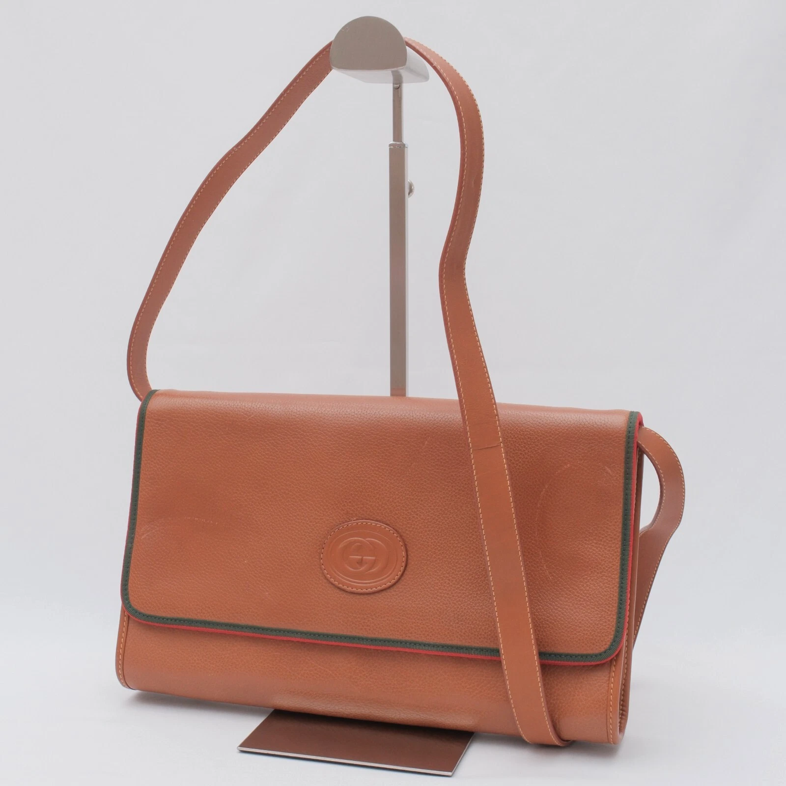 Sac à main pochette bandoulière vintage Gucci bandoulière ligne sherry cuir authentique