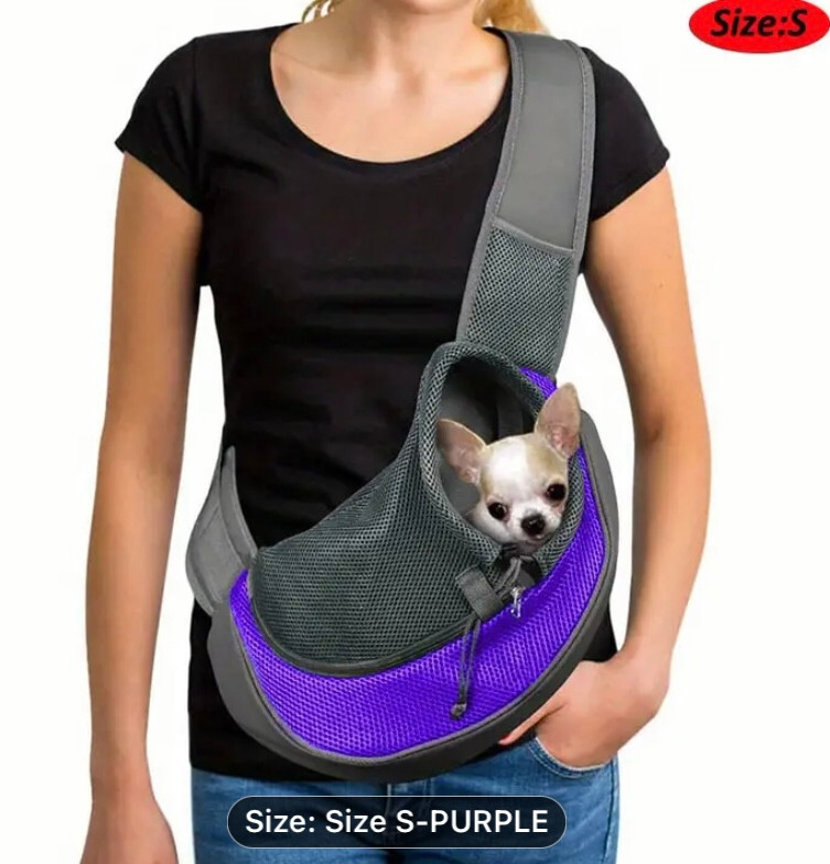 Dog Cat Pet Sling Carrier Bag Shoulder Strip Sling Travel Bag Size S