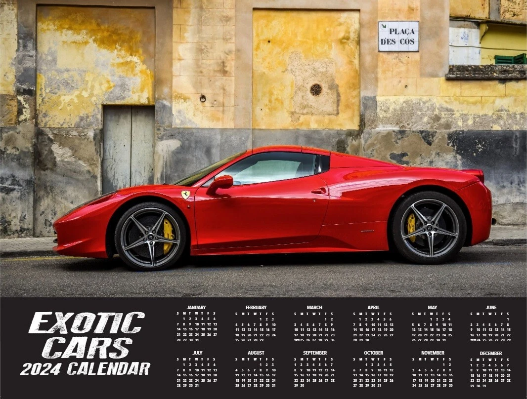 2024 EXOTIC DELUXE WALL CALENDAR Ferrari Lamborghini Porsche GIFT FOR HIM |  eBay