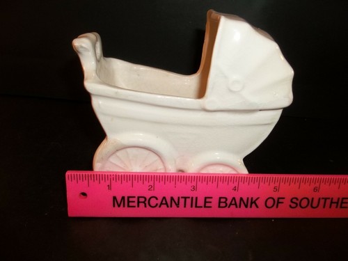 Vintage Ceramic Planter Baby Carriage Buggy Pottery Vase - Picture 2 of 12
