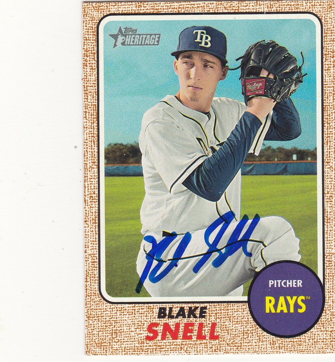 BLAKE SNELL TAMPA BAY RAYS SIGNED TOPPS HERITAGE BASEBALL CARD SAN