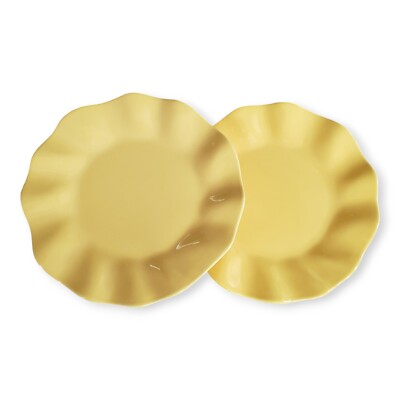 Crate & Barrel Susie by B. Eigen 12  Lemon Ruffle Dinner Plate Made in Portugal