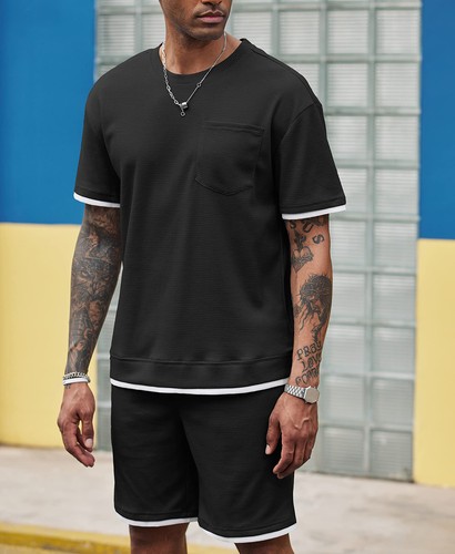 Men's Summer 2-Piece Outfit - Short Sleeve T-Shirt And Pants Sweatsuit Set