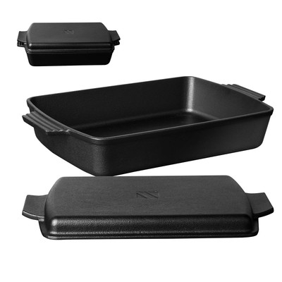 2-In-1 Pre Seasoned Cast Iron Dutch Oven With Skillet Lid,Casserole Dish,Rect...