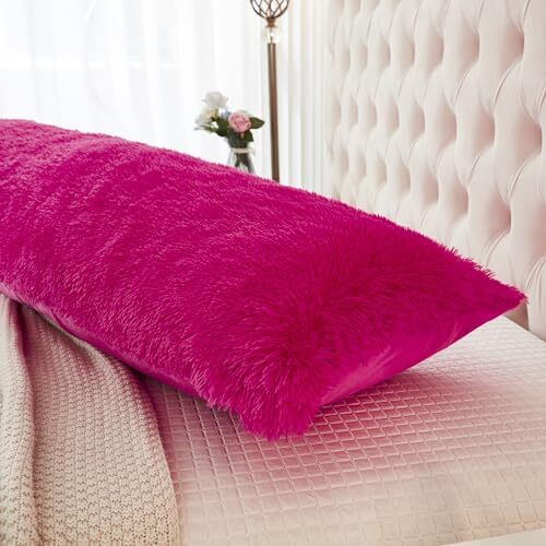  Körper Kissenbezug groß flauschig zottelig Lendenwirbelsäule Ganzkörper 21" x 54" Hot Pink - Bild 4 von 6