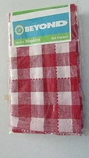 NEW Checkers Plaid Red & White Set Of 4 Napkins Bed Bath Beyond