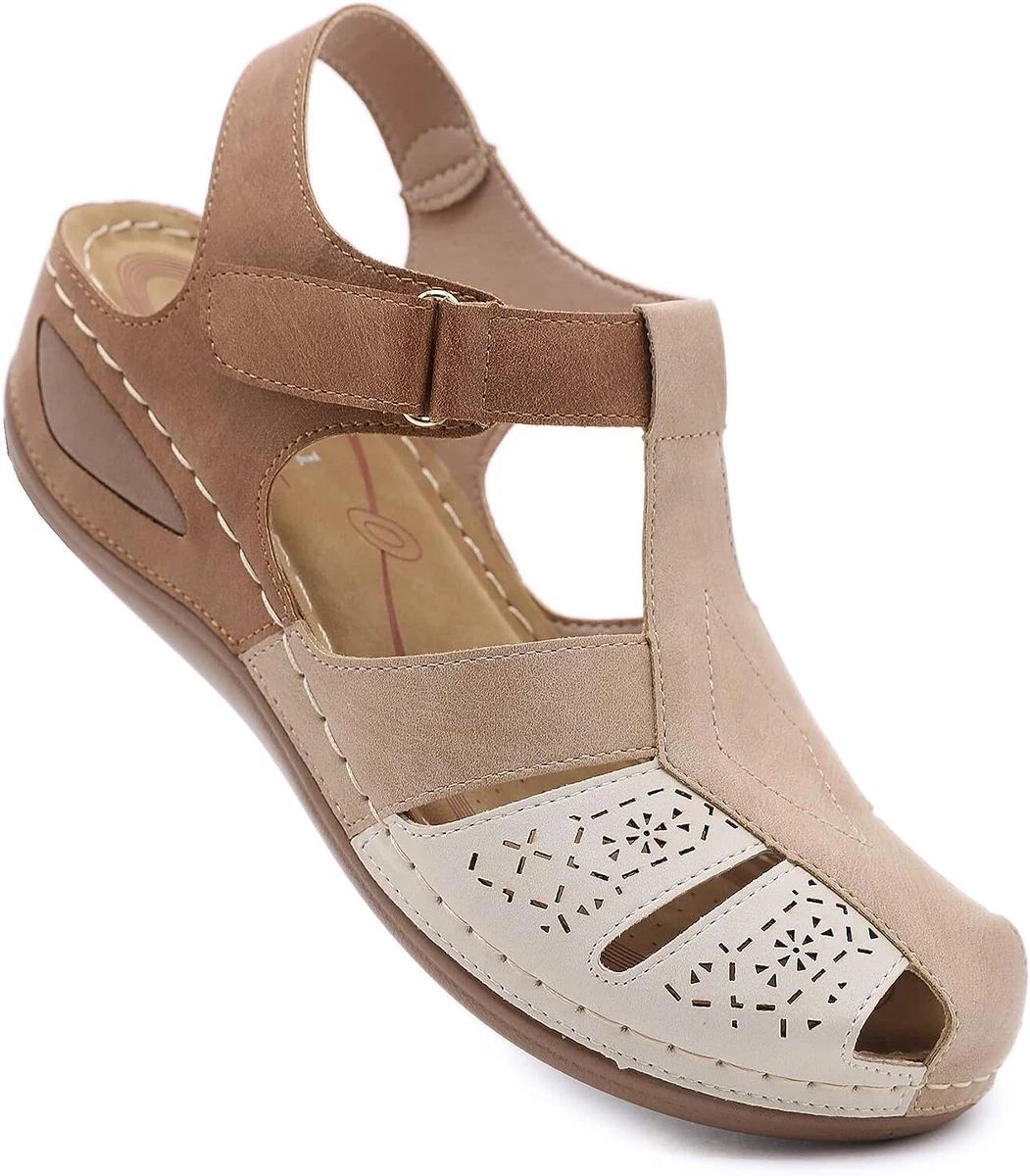 Women s Closed Toe Gladiator Wedge Sandals Dressy Comfort Casual