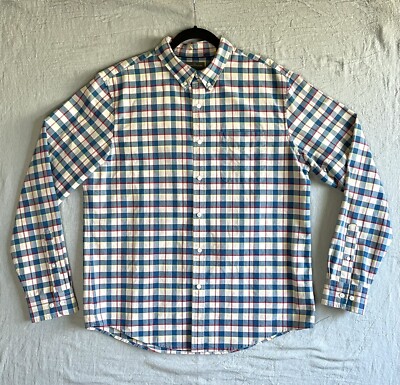 LL Bean Shirt Mens L Button Down Signature Slim Fit Plaid LS Blue Red Pocket | eBay LL Bean Shirt Mens L Button Down Signature Slim Fit Plaid LS Blue Red Pocket | eBay