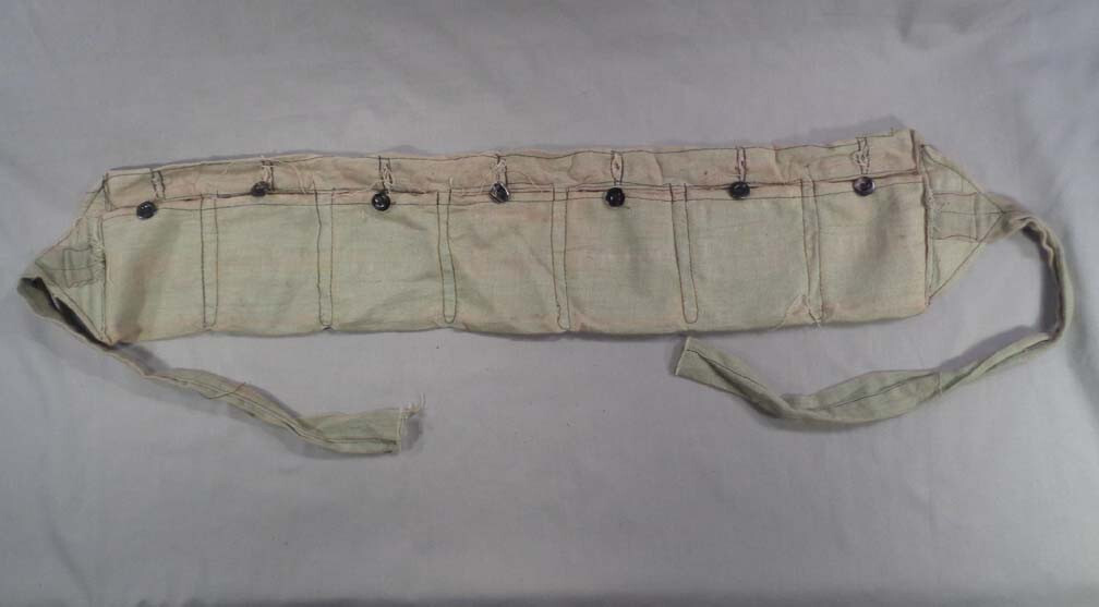 Vintage Cloth Ammo Bandolier 7 Pockets Light Blue/Gray
