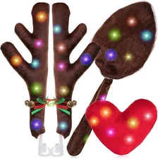 Zone Tech Car Reindeer Set with lights, Festive Christmas Rudolph car Decoration