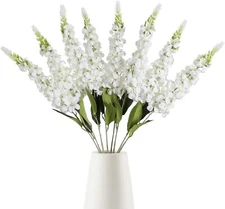IPOPU 8PCS White Snapdragon Artificial Flowers Delphinium 